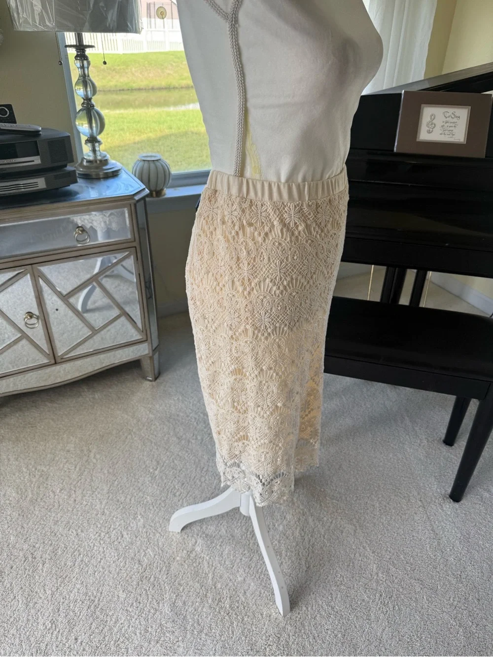 Adiva cream cotton lace scalloped hem skirt coquette elegant feminine womens
